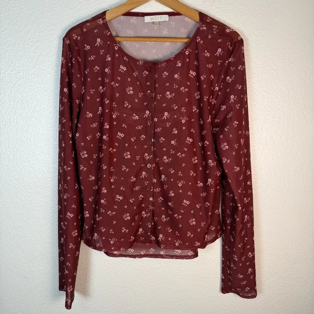 Wayf Maude Camisole & Cardigan Set Maroon Floral Women’s Size XL - Picture 3 of 7